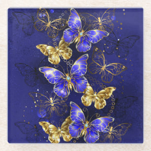 Dessous-de-verre En Verre Composition avec papillons Sapphire