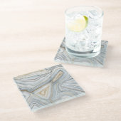 Dessous-de-verre En Verre Conception abstraite en marbre gris (Incliné)