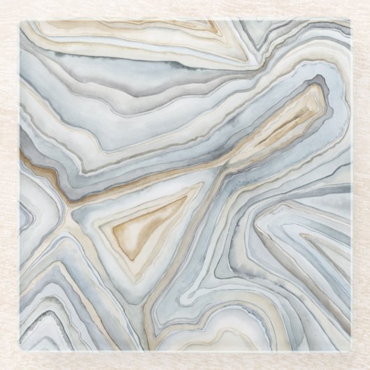 Dessous-de-verre En Verre Conception abstraite en marbre gris (Devant)