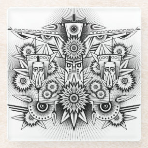 Dessous-de-verre En Verre Conception artistique tribale
