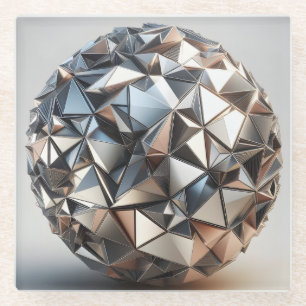 Dessous-de-verre En Verre conception de boule de reflets métalliques