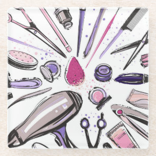 Dessous-de-verre En Verre Conception de cercle de maquillage