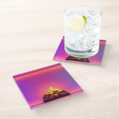 Dessous-de-verre En Verre Conception de cheminée rose (Incliné)
