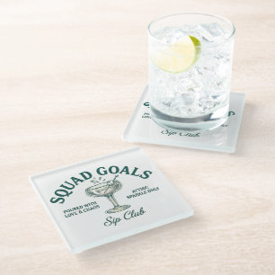 Dessous-de-verre En Verre Conception de fête de cocktail rétro amusante
