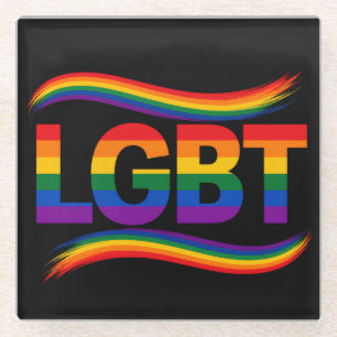 Dessous-de-verre En Verre Conception de la fierté LGBT arc-en-ciel