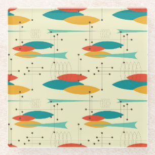 Dessous-de-verre En Verre Conception de lignes elliptiques du milieu du sièc