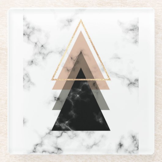 Dessous-de-verre En Verre Conception de marbre en pastel d'impression (Devant)