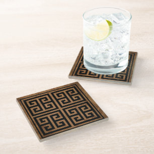 Dessous-de-verre En Verre Conception de motif clé grec