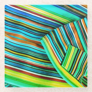 Dessous-de-verre En Verre Conception d'illusion de ligne verte