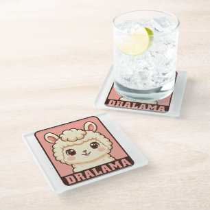 Dessous-de-verre En Verre Conception d'illustration de lama mignon