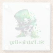 Dessous-de-verre En Verre conception du crâne shamrock (Dos)