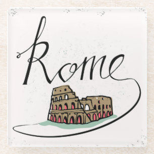 Dessous-de-verre En Verre Conception en lettres de main de Rome