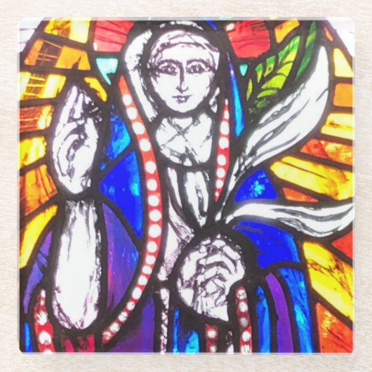 Dessous-de-verre En Verre Conception en verre tendu avec figure religieuse (Devant)