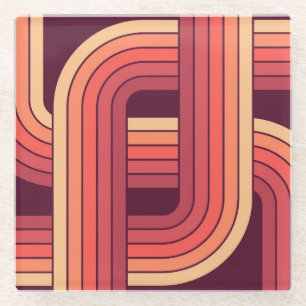 Dessous-de-verre En Verre Conception géométrique de style rétro MCM 1970