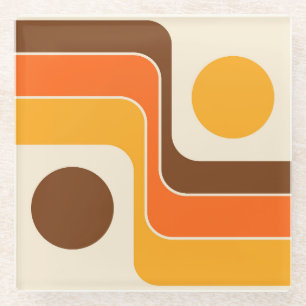 Dessous-de-verre En Verre Conception géométrique du style rétro de la mi-ann