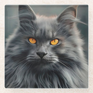 Dessous-de-verre En Verre Conception majestueuse de portraits de chats long-