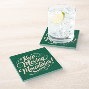 Dessous-de-verre En Verre Conception Motivationnelle Montagnes En Mouvement