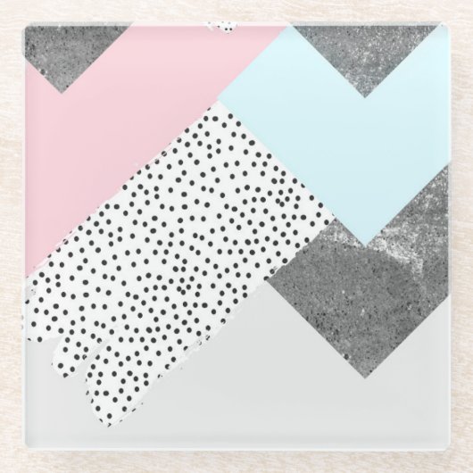 Dessous-de-verre En Verre Conception pointillée par marbre en pastel de (Devant)