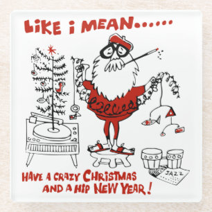 Dessous-de-verre En Verre Conception Vintage de Noël Beatnik