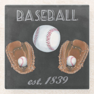 Dessous-de-verre En Verre Conception vintage de tableau de base-ball