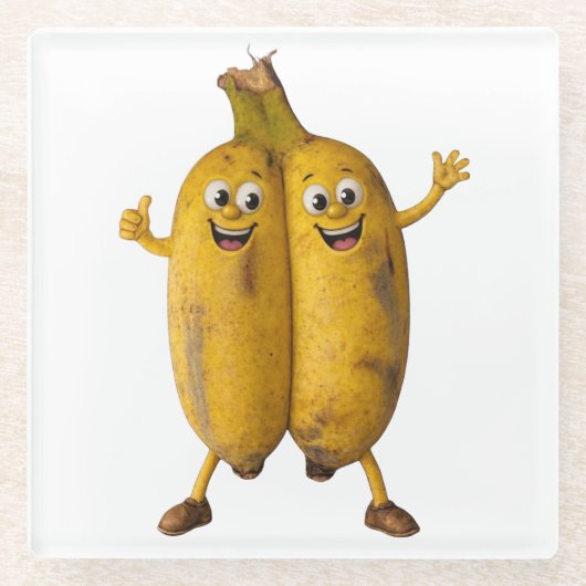 Dessous-de-verre En Verre Conjoined Bananas Comedy Duo (Devant)