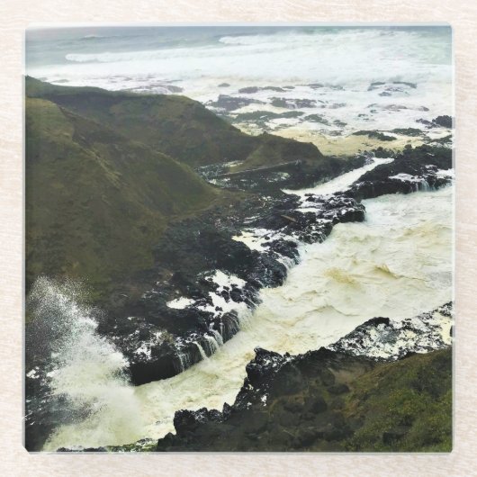 Dessous-de-verre En Verre Cook's Chasm, Cape Perpetua, Côte de l'Oregon (Devant)