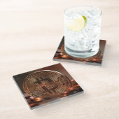 Dessous-de-verre En Verre Cool et stash Bitcoin brillant (Incliné)