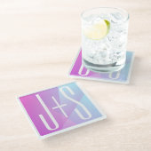 Dessous-de-verre En Verre Cool Géométrique rose et pourpre | Initiales de co (Incliné)