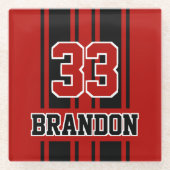 Dessous-de-verre En Verre Cool Personnalisé Rouge Et Noir Course Auto Strips (Devant)