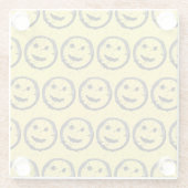 Dessous-de-verre En Verre Cool Sardé Joyeux visage souriant motif jaune (Dos)