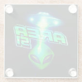 Dessous-de-verre En Verre Cool Zone 51 Espace Alien (Dos)