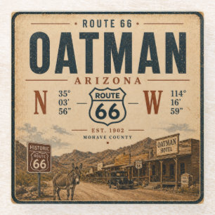 Dessous-de-verre En Verre Coordonnées d'art vintage de la route 66 à Oatman 