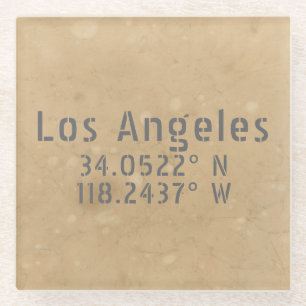 Dessous-de-verre En Verre Coordonnées de la carte de Los Angeles