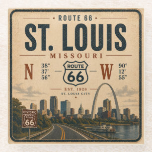 Dessous-de-verre En Verre Coordonnées de l'arche de la route 66 de St Louis