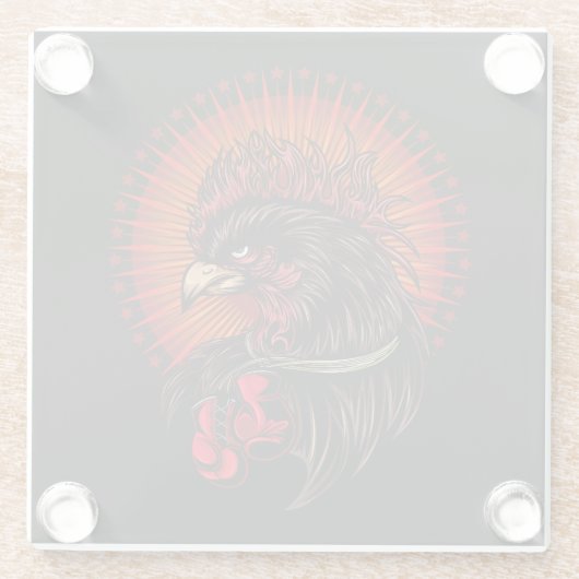 Dessous-de-verre En Verre Coq de boîte (Dos)