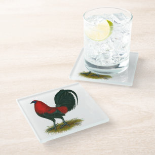 Dessous-de-verre En Verre Coq de combat américain : Brun Rouge
