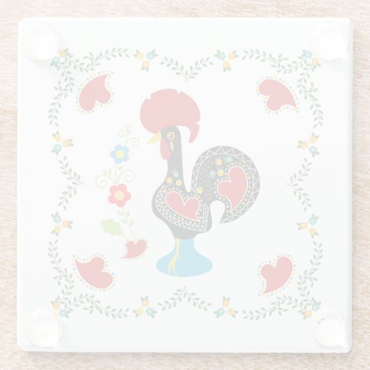 Dessous-de-verre En Verre Coq traditionnel du Portugal en noir (Dos)