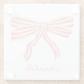 Dessous-de-verre En Verre Coquette Pink Strited Bow (Dos)