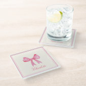 Dessous-de-verre En Verre Coquette Rose Bow (Incliné)