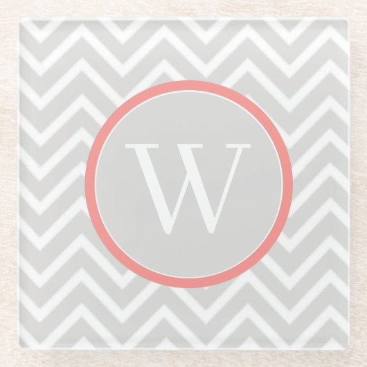 Dessous-de-verre En Verre Coral Chevron Monogramme (Devant)