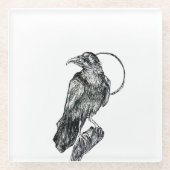 Dessous-de-verre En Verre Corbeau Amical (Devant)