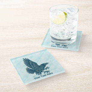 Dessous-de-verre En Verre Corbeau bleu dansant