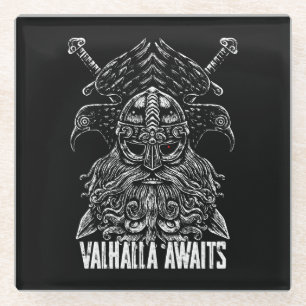Dessous-de-verre En Verre Corbeaux d'Odin Mythologie Viking Valhalla attend