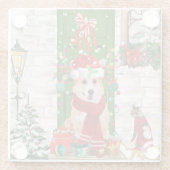 Dessous-de-verre En Verre corgi Chien Noël (Dos)