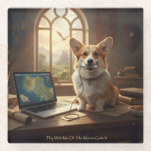 Dessous-de-verre En Verre Corgi et Souris