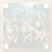 Dessous-de-verre En Verre Corgi Halloween Éffrayant (Dos)