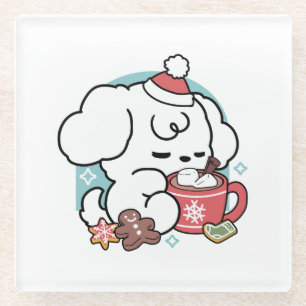 Dessous-de-verre En Verre Cosy Puppy Dreams - Chocolat chaud et Noël