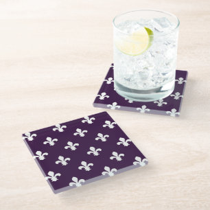 Dessous-de-verre En Verre Cottage Eggplant Sud Fleur de Lys