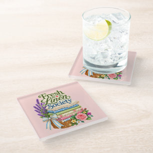 Dessous-de-verre En Verre Cottagecore Lessive Lavande Linge Floral