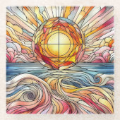 Dessous-de-verre En Verre Coucher de soleil de verre (Devant)